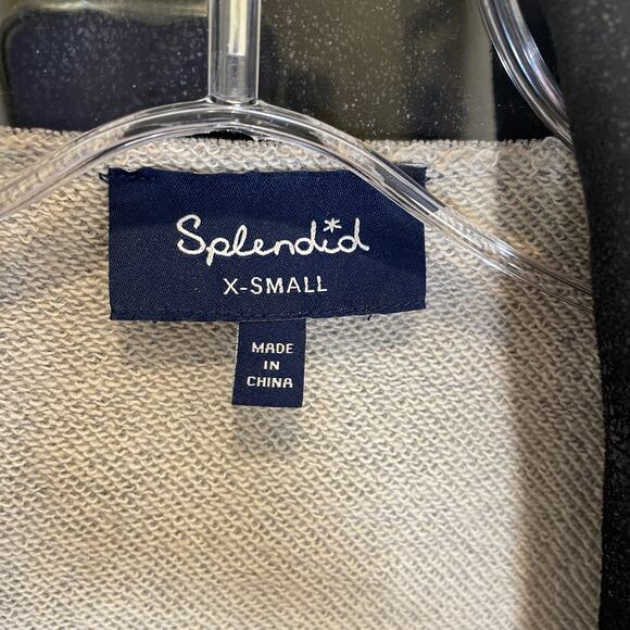 Splendid Faux Suede French Terry Moto Jacket Black White Raw Hem XS - Picture 3 of 6